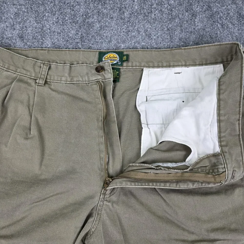 Cabelas Pants Mens 40 Beige Cargo Relaxed Fit Outdoor Casual Utility Workwear